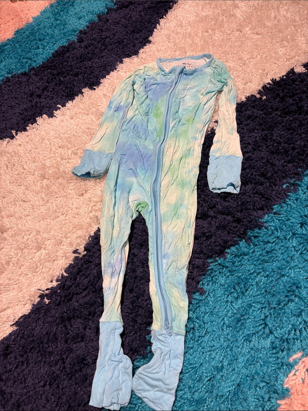 Little Sleepies Blue Green Tie-Dye Footed One-Piece